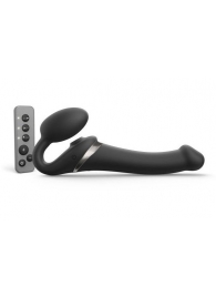 Черный безремневой страпон Multi Orgasm Size M с клиторальной стимуляцией - Strap-on-me - купить с доставкой в Севастополе