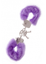 Фиолетовые меховые наручники METAL HANDCUFF WITH PLUSH LAVENDER - Dream Toys - купить с доставкой в Севастополе