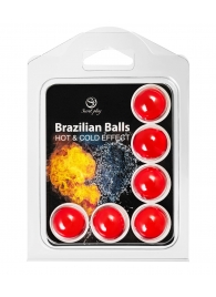 Набор из 6 шариков с массажным маслом Brazilian Balls с охлаждающим и разогревающим эффектом - Secret Play - купить с доставкой в Севастополе