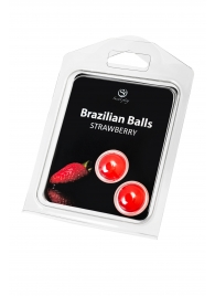 Набор из 2 шариков с массажным маслом Brazilian Balls с ароматом клубники - Secret Play - купить с доставкой в Севастополе