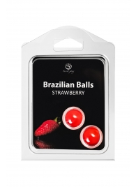 Набор из 2 шариков с массажным маслом Brazilian Balls с ароматом клубники - Secret Play - купить с доставкой в Севастополе