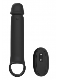 Черная насадка-удлинитель с вибрацией Vibrating Extender With Remote - Dream Toys - в Севастополе купить с доставкой