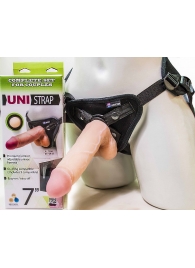 Страпон-унисекс с двумя насадками UNI strap 7  Harness - 19 и 16 см. - LOVETOY (А-Полимер) - купить с доставкой в Севастополе