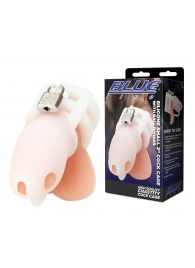 Белая клетка для пениса Silicone Small 2 in Cock Cage With Ball Divider - BlueLine - купить с доставкой в Севастополе