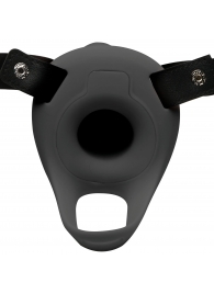 Черный полый страпон с вибрацией 2’’ Erection 28X Smooth Vibrating Silicone Penis Sheath - XR Brands - купить с доставкой в Севастополе