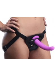 Лиловый поясной страпон Navigator Silicone G-Spot Dildo with Harness - 17,8 см. - XR Brands - купить с доставкой в Севастополе