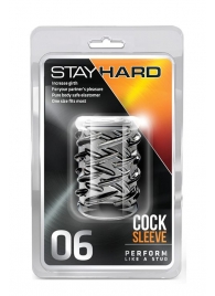 Прозрачная насадка с объёмными чёрточками STAY HARD COCK SLEEVE 06 CLEAR - Blush Novelties - в Севастополе купить с доставкой