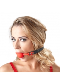 Силиконовый кляп-шар на чёрных ремешках Red Gag silicone - Orion - купить с доставкой в Севастополе