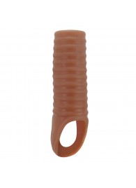 Телесная насадка на пенис с ребрышками и подхватом мошонки - Baile - в Севастополе купить с доставкой