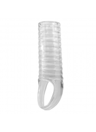 Прозрачная насадка на пенис с ребрышками и подхватом мошонки - Baile - в Севастополе купить с доставкой