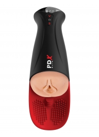 Телесный мастурбатор-вагина в черной колбе с вибрацией Fuck-O-Matic Pro XL - Pipedream - в Севастополе купить с доставкой