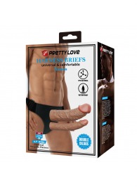 Темно-бежевый фаллопротез для двойного проникновения - 17,5 см. - Baile - купить с доставкой в Севастополе