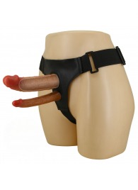 Темно-бежевый фаллопротез для двойного проникновения - 17,5 см. - Baile - купить с доставкой в Севастополе