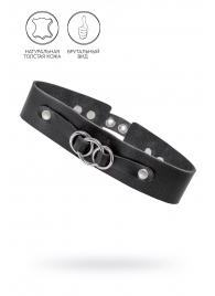 Черный чокер-ошейник со связанными кольцами на подложке - Pecado - купить с доставкой в Севастополе