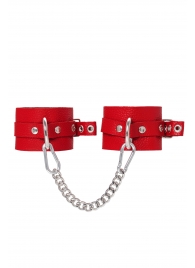 Красные мягкие кожаные оковы с люверсами - Pecado - купить с доставкой в Севастополе