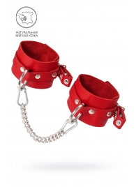 Красные мягкие кожаные оковы с люверсами - Pecado - купить с доставкой в Севастополе