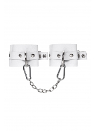 Белые мягкие кожаные наручники с люверсами - Pecado - купить с доставкой в Севастополе