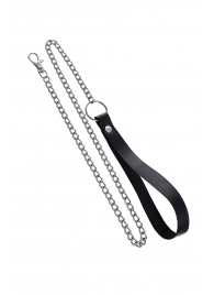 Поводок с ручкой из черной натуральной кожи и карабином для ошейника - Pecado - купить с доставкой в Севастополе