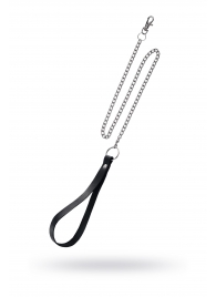 Поводок с ручкой из черной натуральной кожи и карабином для ошейника - Pecado - купить с доставкой в Севастополе