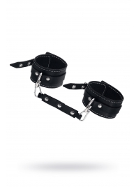 Черные двухслойные кожаные оковы с белой строчкой - Pecado - купить с доставкой в Севастополе