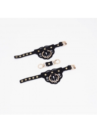 Черные наручники с золотистой фурнитурой - Crazy Handmade - купить с доставкой в Севастополе