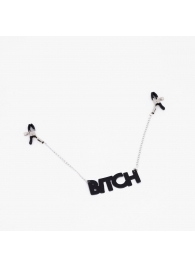 Зажимы на соски с кожаной подвеской Bitch - Crazy Handmade - купить с доставкой в Севастополе