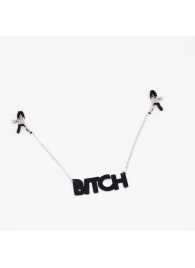 Зажимы на соски с кожаной подвеской Bitch - Crazy Handmade - купить с доставкой в Севастополе