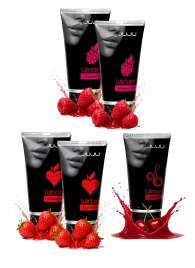 Набор из 5 съедобных лубрикантов JUJU (клубника х 2, малина х 2, вишня) - JuJu - купить с доставкой в Севастополе