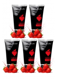 Набор из 5 съедобных лубрикантов JUJU со вкусом клубники - JuJu - купить с доставкой в Севастополе