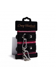 Черно-розовые скругленные наручники с мягкой подкладкой - Crazy Handmade - купить с доставкой в Севастополе