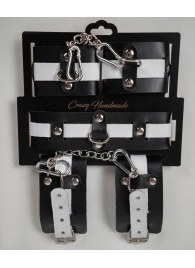 Набор фиксаторов из черной и белой натуральной кожи - Crazy Handmade - купить с доставкой в Севастополе