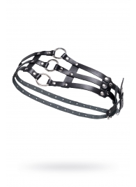 Черный кожаный пояс с кольцами - Pecado - купить с доставкой в Севастополе