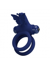 Синее эрекционное кольцо с вибростимуляцией клитора - Baile - в Севастополе купить с доставкой