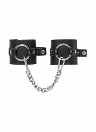 Черные наручники из толстой натуральной кожи с люверсами - Pecado - купить с доставкой в Севастополе