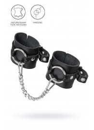 Черные наручники из толстой натуральной кожи с люверсами - Pecado - купить с доставкой в Севастополе