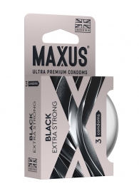 Черные утолщенные презервативы MAXUS Extra Strong с железным кейсом - 3 шт. - Maxus - купить с доставкой в Севастополе