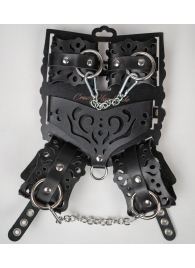 Черный ажурный кожаный набор фиксаций - Crazy Handmade - купить с доставкой в Севастополе