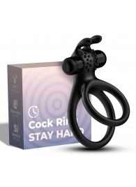 Черное эрекционное виброкольцо с подхватом мошонки Stay Hard - Boys of Toys - в Севастополе купить с доставкой