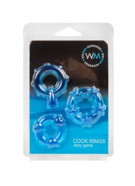 Набор из 3 синих эрекционных колец с различным рельефом - Erowoman-Eroman - в Севастополе купить с доставкой
