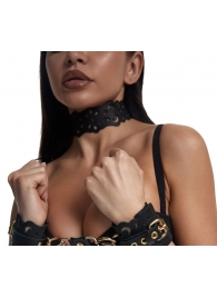 Черный ажурный чокер с золотистой фурнитурой - Crazy Handmade - купить с доставкой в Севастополе