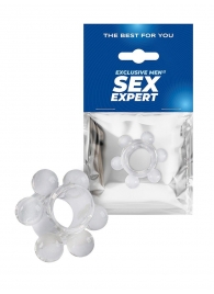 Прозрачное эрекционное кольцо с 6 стимулирующими шариками - Sex Expert - в Севастополе купить с доставкой