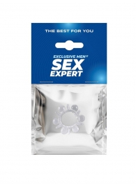 Прозрачное эрекционное кольцо с шариками и шипами - Sex Expert - в Севастополе купить с доставкой