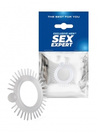 Эластичное эрекционное кольцо с шипиками и шариком - Sex Expert - в Севастополе купить с доставкой