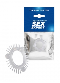 Эластичное эрекционное кольцо с 3 шариками и шипами - Sex Expert - в Севастополе купить с доставкой