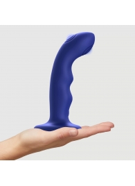 Синяя насадка-стимулятор Strap-On-Me Tapping Dildo Wave - Strap-on-me - купить с доставкой в Севастополе