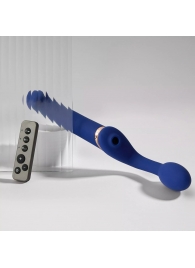 Синий безремневой страпон Multi Orgasm Bendable Strap-On size L с клиторальной стимуляцией - Strap-on-me - купить с доставкой в Севастополе