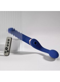 Синий безремневой страпон Multi Orgasm Bendable Strap-On size XL с клиторальной стимуляцией - Strap-on-me - купить с доставкой в Севастополе