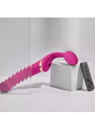 Ярко-розовый безремневой страпон Multi Orgasm Bendable Strap-On size L с клиторальной стимуляцией - Strap-on-me - купить с доставкой в Севастополе