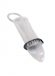 Закрытая насадка на пенис с подхватом мошонки и стимулирующими «ресничками» - Sextaz - в Севастополе купить с доставкой