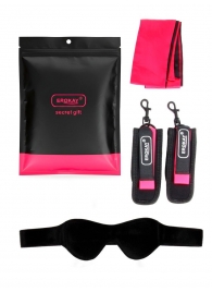 Черно-розовый эротический набор: маска, наручники и повязка - Erokay - купить с доставкой в Севастополе